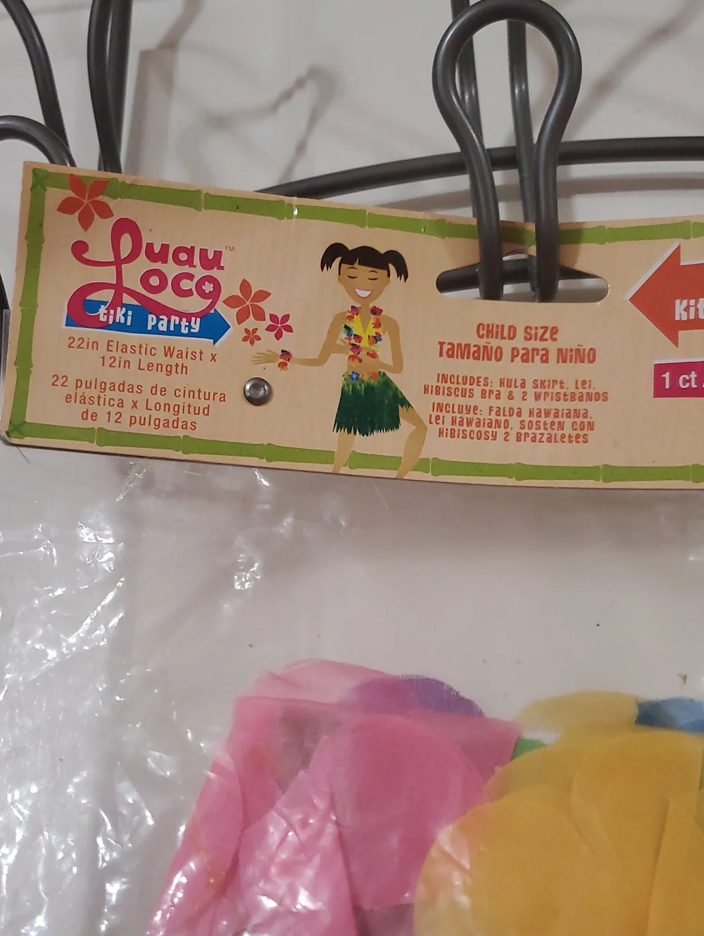 Luau Loco Kids Hula Skirt & Lei Set - Bright Multi-Color Bra And Wristbands